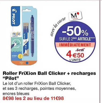 Roller FriXion Ball Clicker + recharges “Pilot”