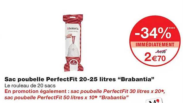 Sac poubelle PerfectFit 20-25 litres “Brabantia”