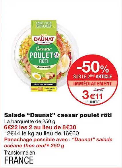 Salade “Daunat” caesar poulet rôti
