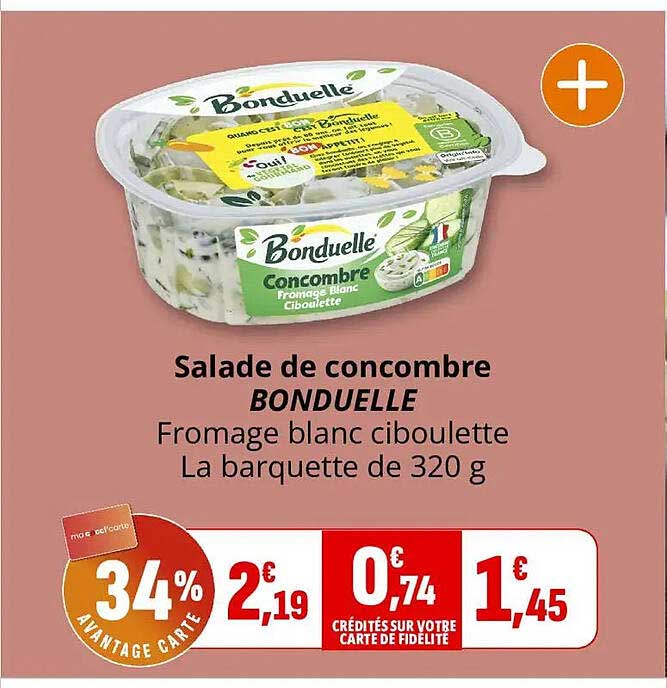 Salade de concombre BONDUELLE Fromage blanc ciboulette La barquette de 320 g