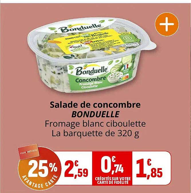 Salade de concombre BONDUELLE Fromage blanc ciboulette La barquette de 320 g