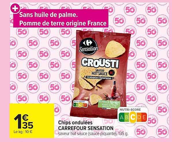 Sans huile de palme. Pomme de terre origine France