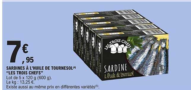 SARDINES A L'HUILE DE TOURNESOL "LES TROIS CHEFS"