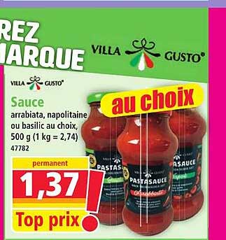 Sauce arrabiata, napolitaine ou basilic au choix, 500 g (1 kg = 2,74) 47782