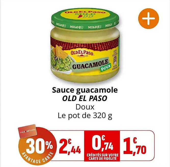 Sauce guacamole OLD EL PASO Doux Le pot de 320 g