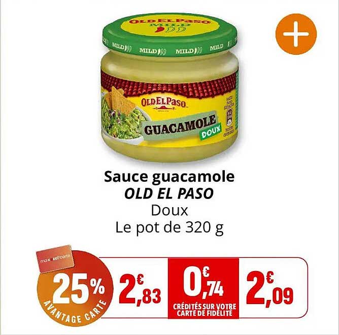 Sauce guacamole OLD EL PASO Doux Le pot de 320 g