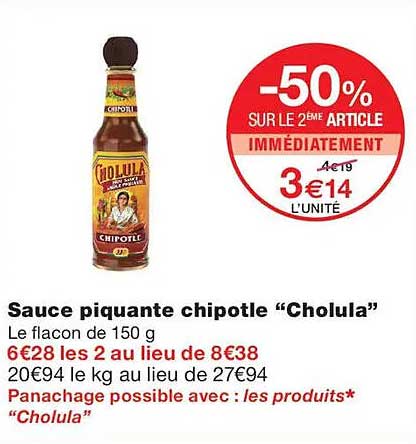 Sauce piquante chipotle “Cholula”