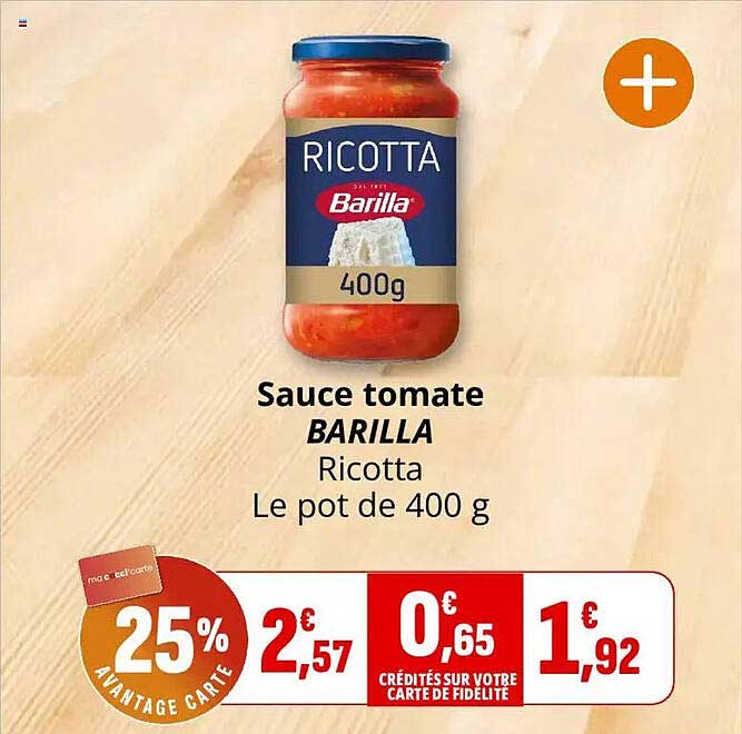 Sauce tomate BARILLA Ricotta Le pot de 400 g