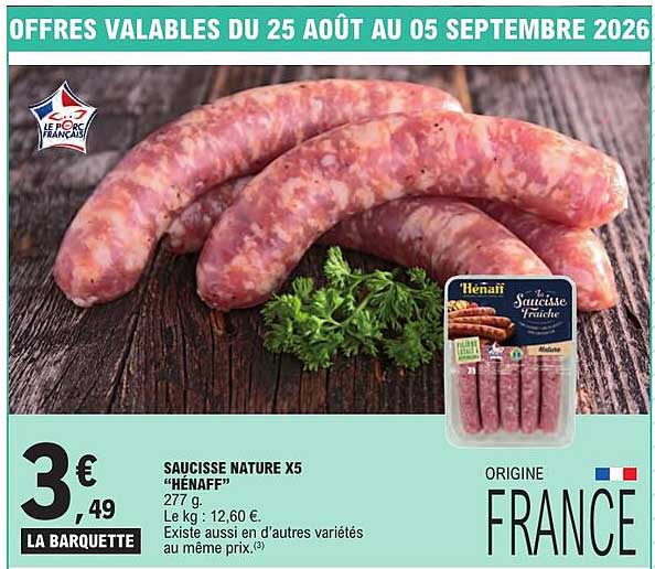 SAUCISSE NATURE X5 “HÉNAFF”