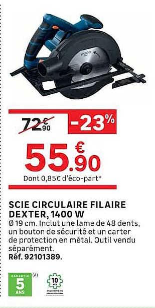 SCIE CIRCULAIRE FILAIRE DEXTER, 1400 W