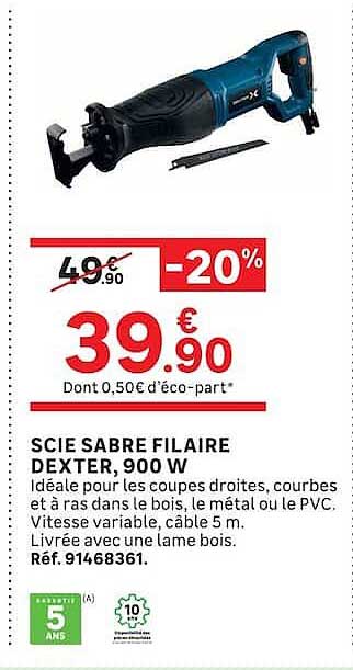 SCIE SABRE FILAIRE DEXTER, 900 W