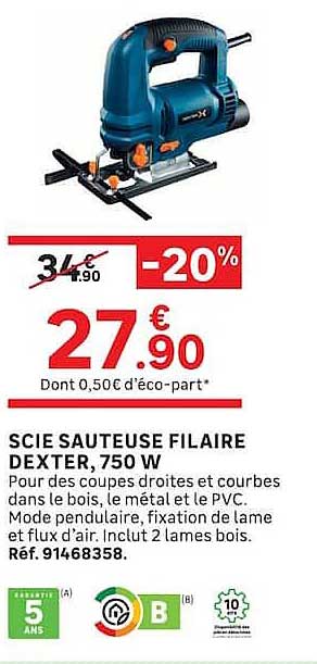 SCIE SAUTEUSE FILAIRE DEXTER, 750 W