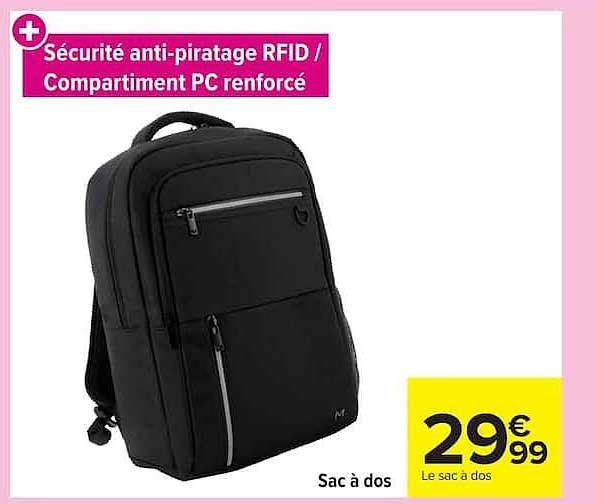 Sécurité anti-piratage RFID / Compartiment PC renforcé