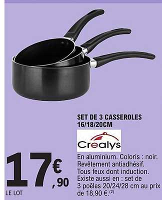 SET DE 3 CASSEROLES 16/18/20CM