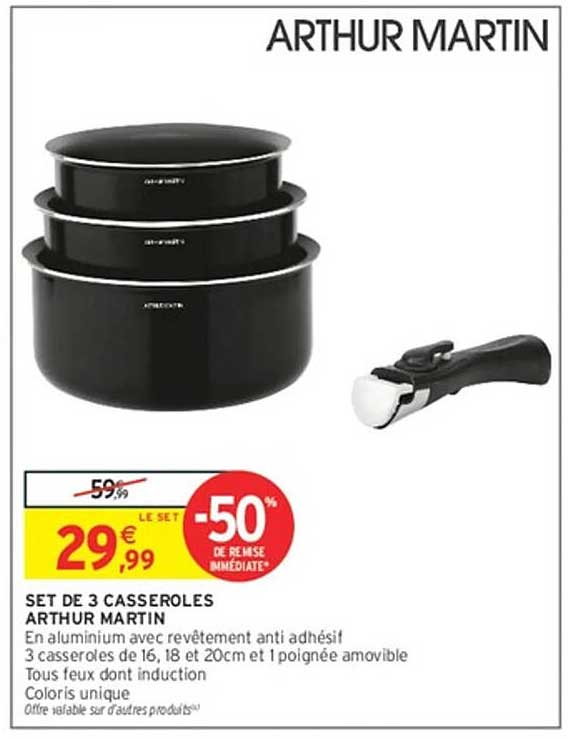 SET DE 3 CASSEROLES ARTHUR MARTIN