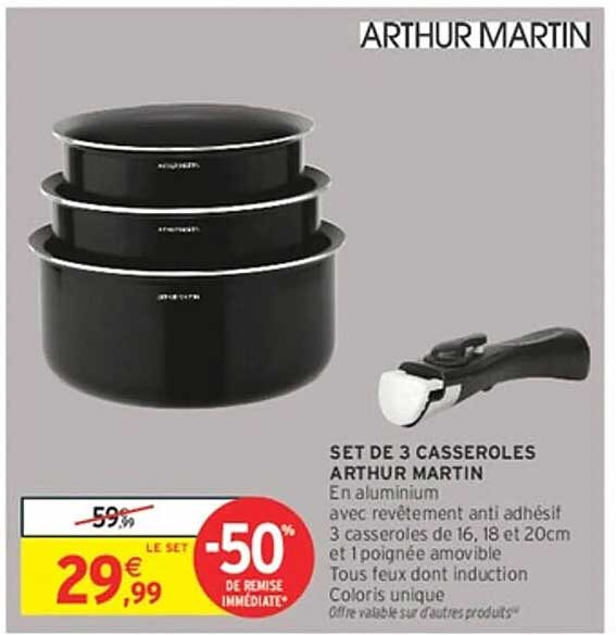 SET DE 3 CASSEROLES ARTHUR MARTIN