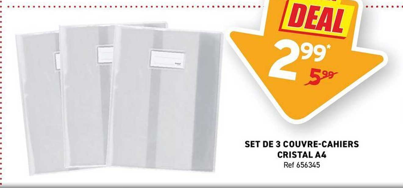 SET DE 3 COUVRE-CAHIERS CRISTAL A4