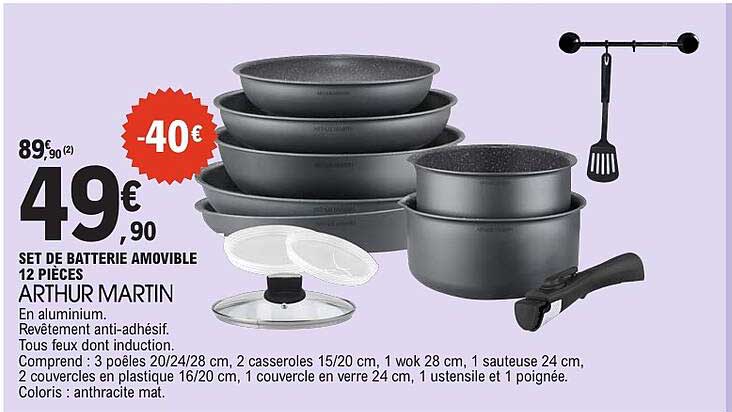 SET DE BATTERIE AMOVIBLE 12 PIÈCES ARTHUR MARTIN