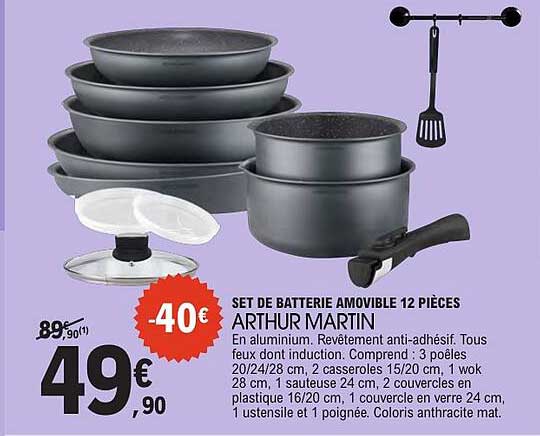 SET DE BATTERIE AMOVIBLE 12 PIÈCES ARTHUR MARTIN