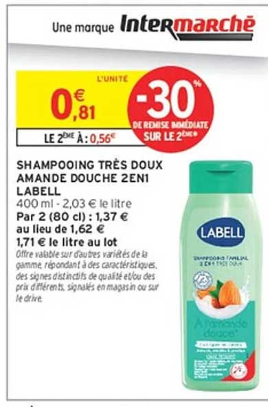 SHAMPOOING TRÈS DOUX AMANDE DOUCHE 2EN1 LABEL