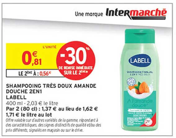 SHAMPOOING TRÈS DOUX AMANDE DOUCHE 2EN1 LABELL