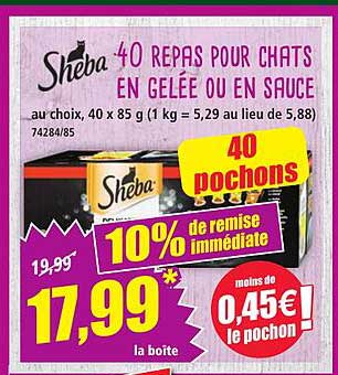 Sheba 40 repas pour chats en gelée ou en sauce