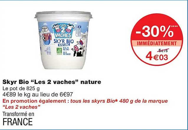 Skyr Bio “Les 2 vaches” nature