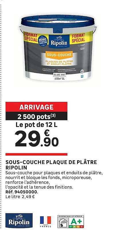 SOUS-COUCHE PLAQUE DE PLÂTRE RIPOLIN