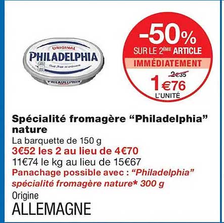 Spécialité fromagère “Philadelphia” nature