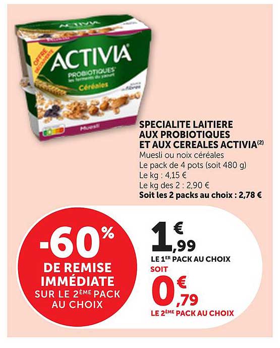 SPECIALITE LAITIERE AUX PROBIOTIQUES ET AUX CEREALES ACTIVIA