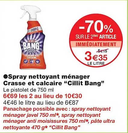 Spray nettoyant ménager Cresse et calcaire “Cillit Bang”