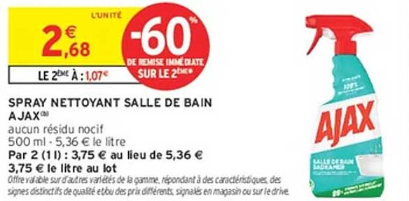 SPRAY NETTOYANT SALLE DE BAIN AJAX