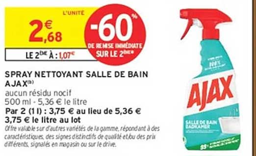 SPRAY NETTOYANT SALLE DE BAIN AJAX