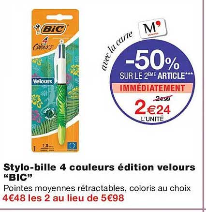 Stylo-bille 4 couleurs édition velours “BIC”