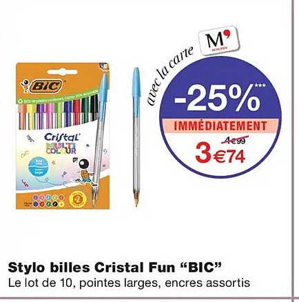 Stylo billes Cristal Fun “BIC”
