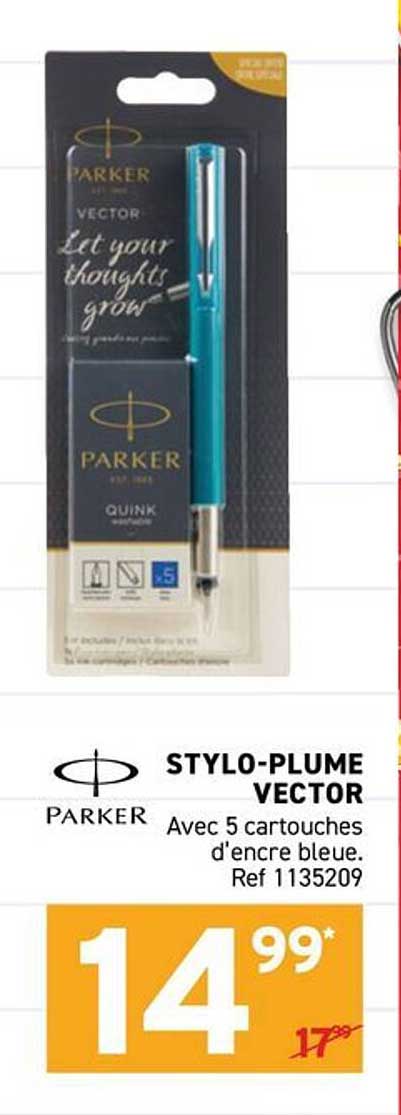 STYLO-PLUME VECTOR Avec 5 cartouches d'encre bleue. Ref 1135209