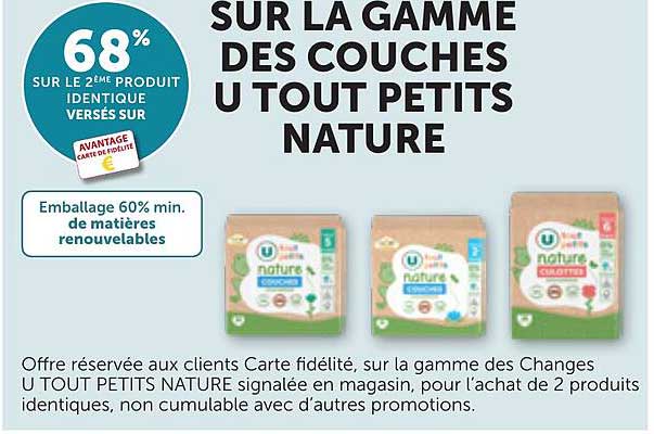 SUR LA GAMME DES COUCHES U TOUT PETITS NATURE