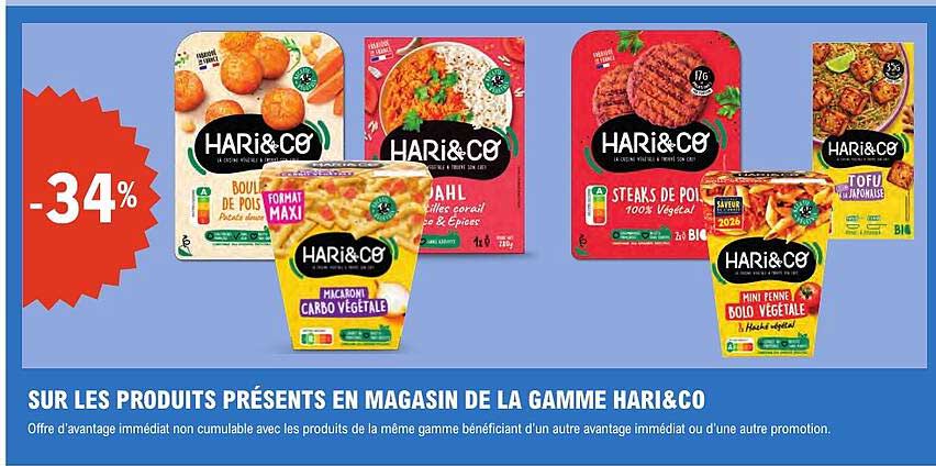 SUR LES PRODUITS PRÉSENTS EN MAGASIN DE LA GAMME HARI&CO