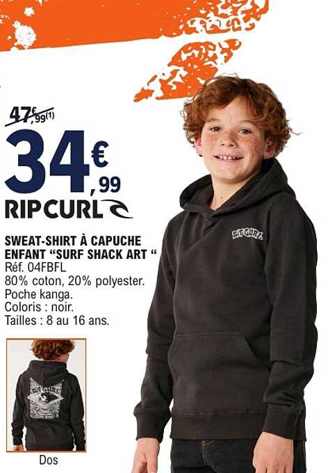 SWEAT-SHIRT À CAPUCHE ENFANT “SURF SHACK ART “