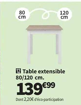 Table extensible 80/120 cm.