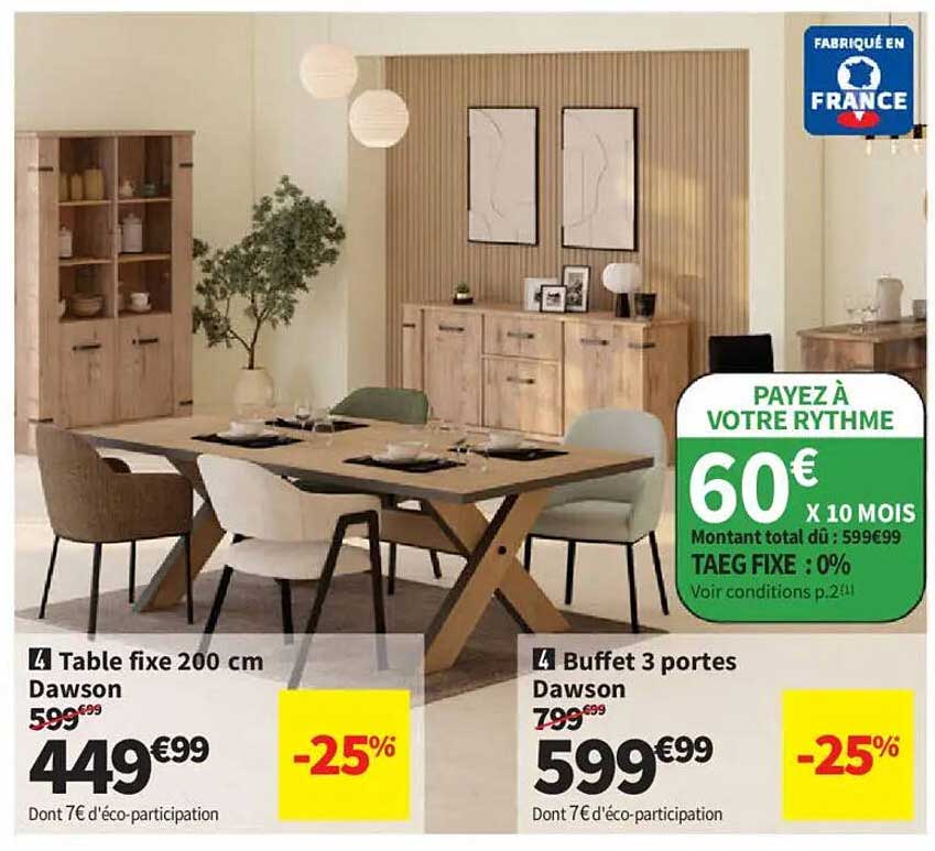 Table fixe 200 cm Dawson