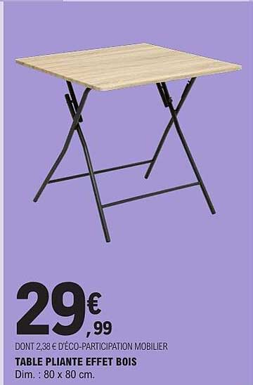 TABLE PLIANTE EFFET BOIS