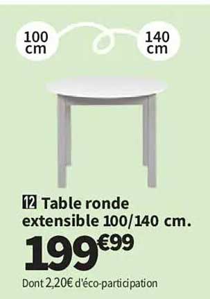 Table ronde extensible 100/140 cm.