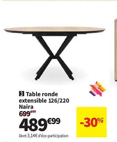 Table ronde extensible 126/220 Naira