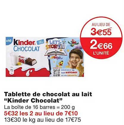 Tablette de chocolat au lait “Kinder Chocolat”
