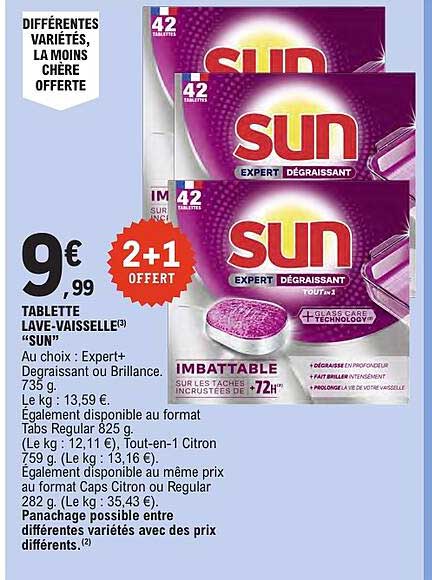TABLETTE LAVE-VAISSELLE “SUN”