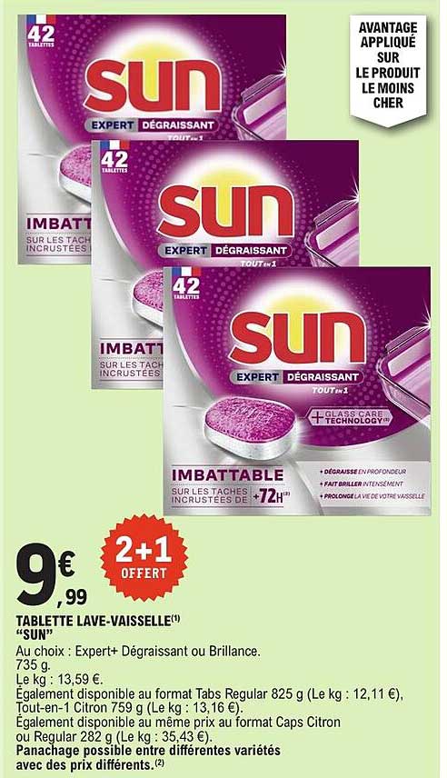TABLETTE LAVE-VAISSELLE "SUN"