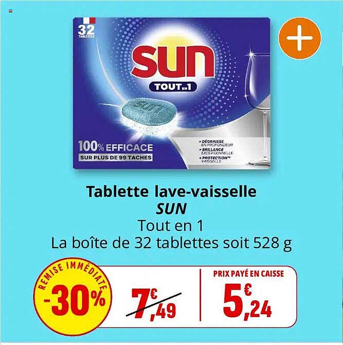 Tablette lave-vaisselle SUN Tout en 1 La boîte de 32 tablettes soit 528 g