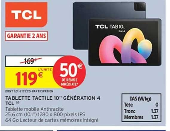 TABLETTE TACTILE 10" GÉNÉRATION 4 TCL