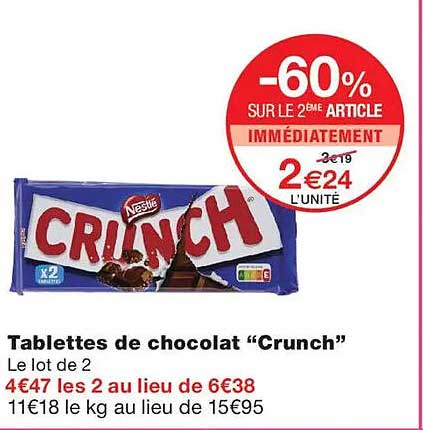 Tablettes de chocolat “Crunch”